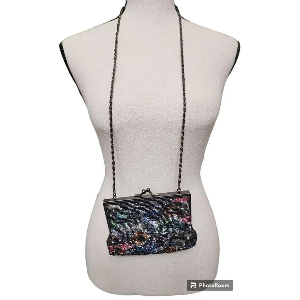 Jessica McClintock Vintage Satin Beaded Purse